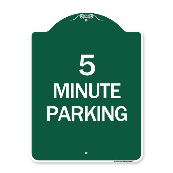 Amistad 18 x 24 in. Designer Series Sign - 5 Minute Parking, Green & White AM2160730